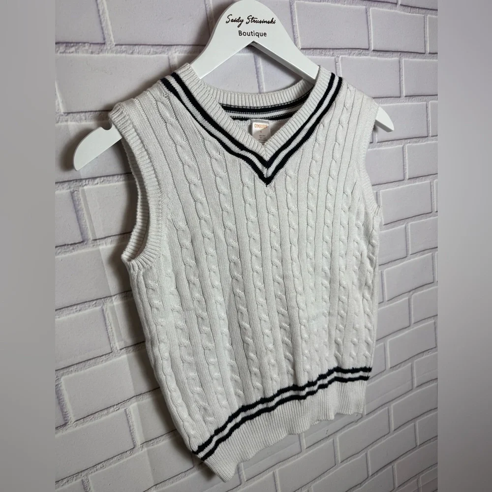 Gymboree Boys Cable Knit Sweater Vest Size 8 - White
